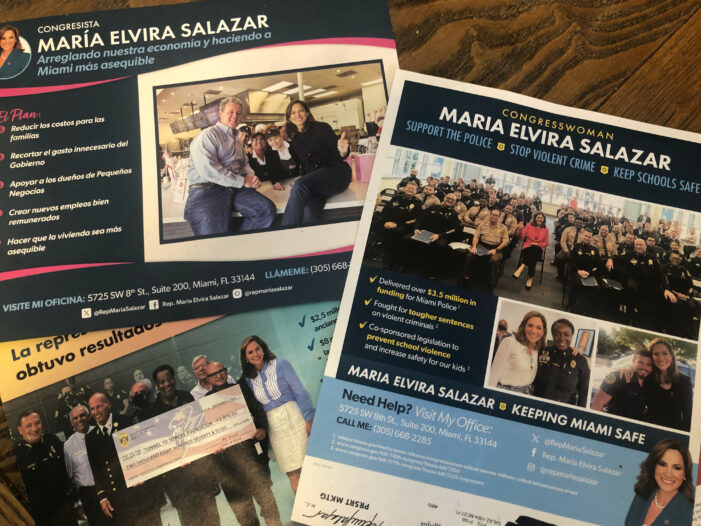 Maria Elvira Salazar sends campaign mailers from congressional office