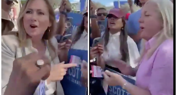 Alina Garcia joins ‘angry mob’ to heckle Democrat candidate at early voting