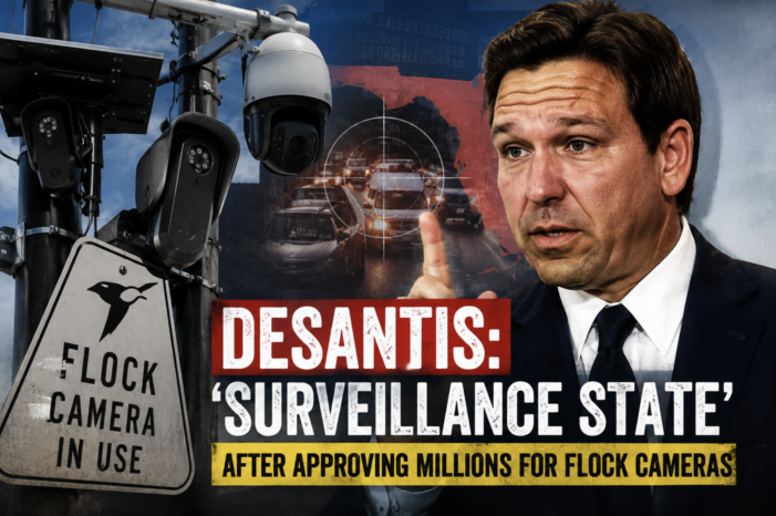 Flock off cameras! Gov. Ron DeSantis suddenly fears a ‘surveillance state’ Flock off cameras! Gov. Ron DeSantis suddenly fears a ‘surveillance state’
